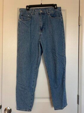 H&M Denim Loose Mom Jeans Women's Size 10 Ultra High Waist Mid Wash Blue